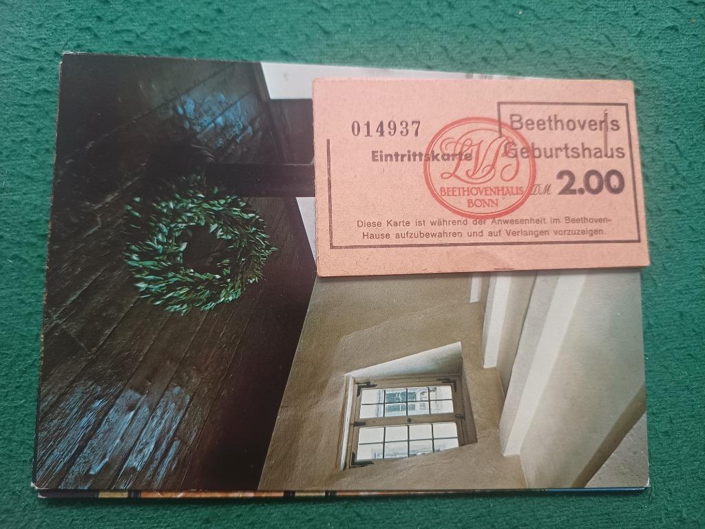 Beethoven Haus Bonn 3 cartes postales+2 billets d'entrée, Envoi, 1960 à 1980, Non affranchie, Musique
