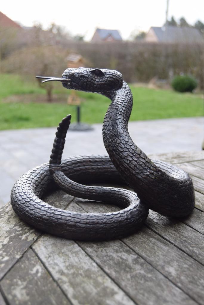 SUPERBE SERPENT A SONNETTE EN BRONZE, Antiquités & Art, Enlèvement ou Envoi, Bronze