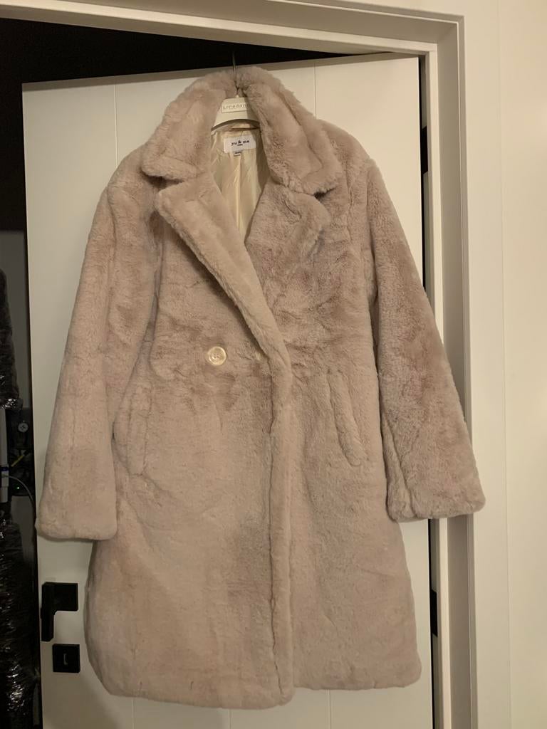 Beige pelsen jas S/M, Enlèvement ou Envoi, Comme neuf, Beige
