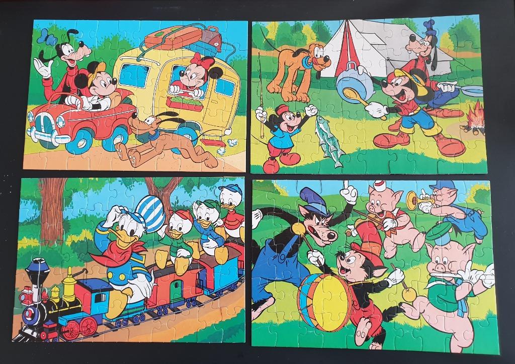 draag - ton met 4 Walt Disney puzzels van 50 st – volledig, Ophalen of Verzenden, Meer dan 50 stukjes, Gebruikt, 2 tot 4 jaar