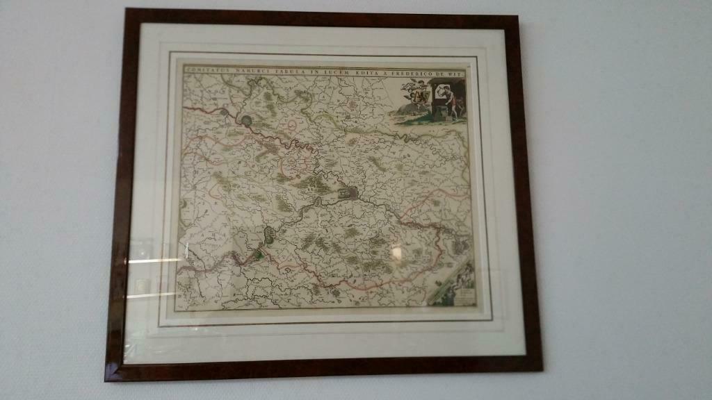 17de eeuwse atlas land kaart Namen Frederico De Wit in kader, Antiek en Kunst, Ophalen