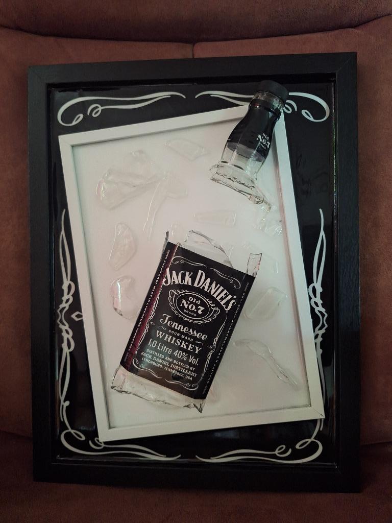 Epoxy bottle art Jack Daniels, Antiek en Kunst, Kunst | Schilderijen | Modern, Ophalen of Verzenden