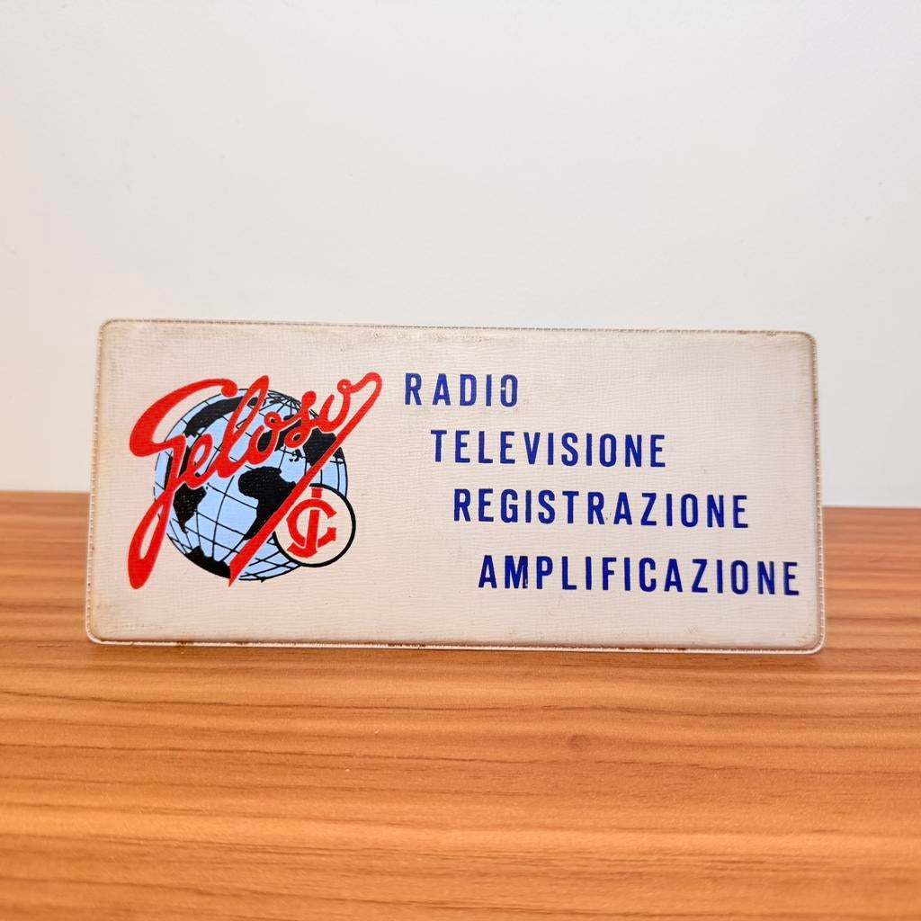 PANNEAU D'AFFICHAGE VINTAGE RADIO TV GELOSO ORIGINAL 1960, Envoi, Comme neuf, Panneau publicitaire