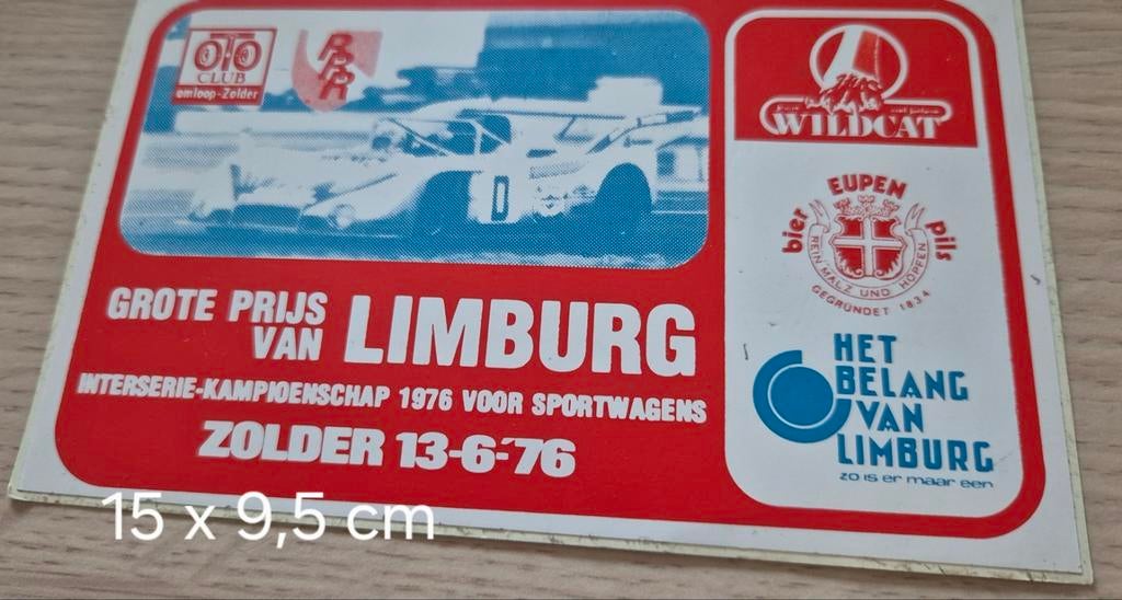 Sticker grote prijs van Limburg Zolder 13/6/76, Verzamelen, Stickers, Ophalen, Zo goed als nieuw