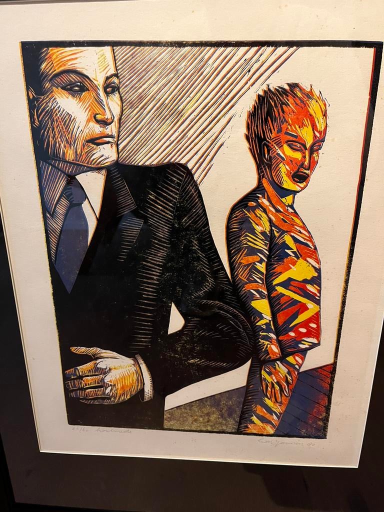 Leon Janssen Houtsnede - gesigneerd, Antiek en Kunst, Ophalen