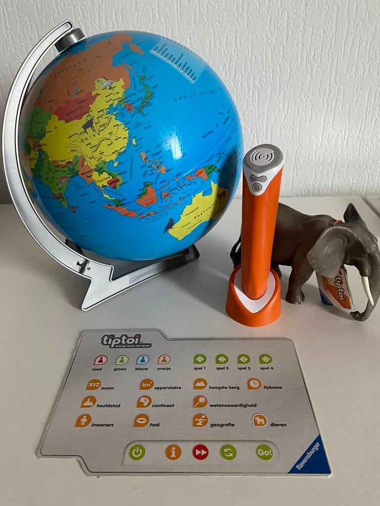 Tiptoi wereldbol+ olifant, Ophalen, Zo goed als nieuw, Elektronica, Met geluid