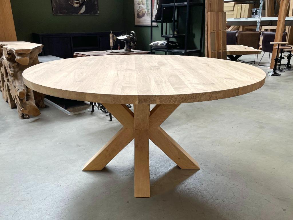 Tafelblad rond | 40mm dik | massief eiken | recht & verjongd, Huis en Inrichting, Tafels | Eettafels, Nieuw, Eikenhout, Rond, Hout
