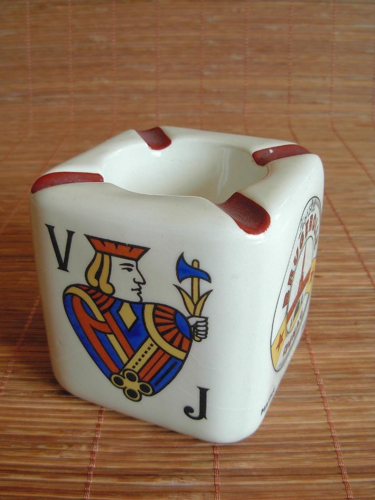 Oude asbak  - Teerling met speelkaarten, Antiek en Kunst, Ophalen of Verzenden