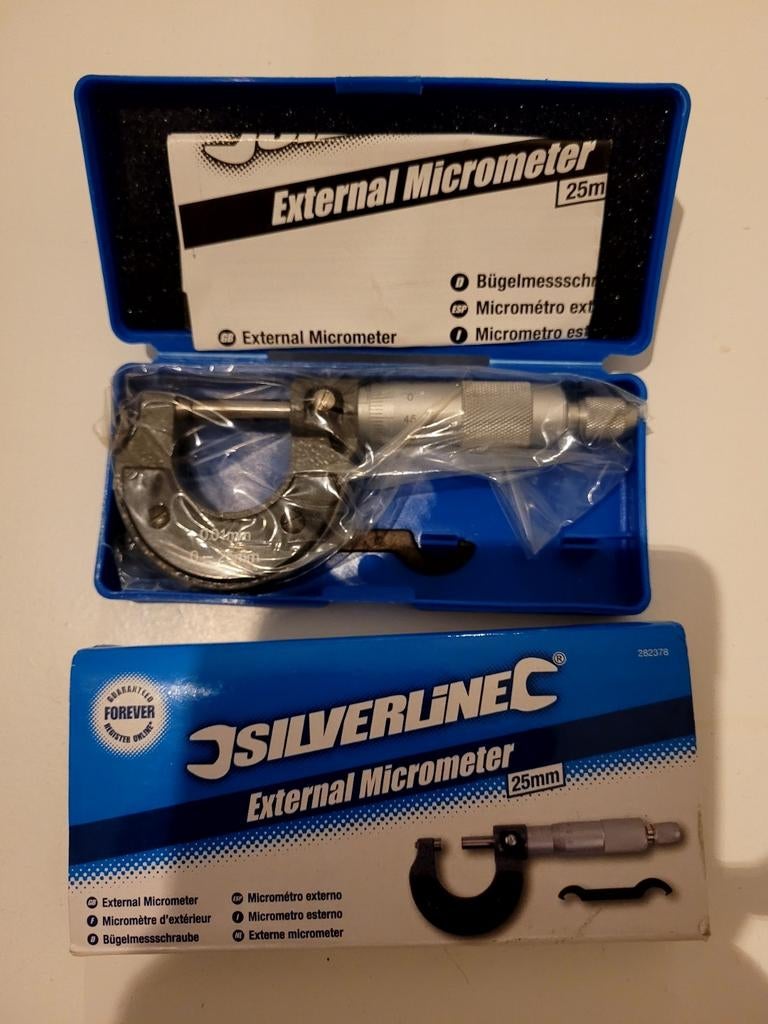 Silverline 25 mm micrometer, Auto diversen, Autogereedschap, Zo goed als nieuw