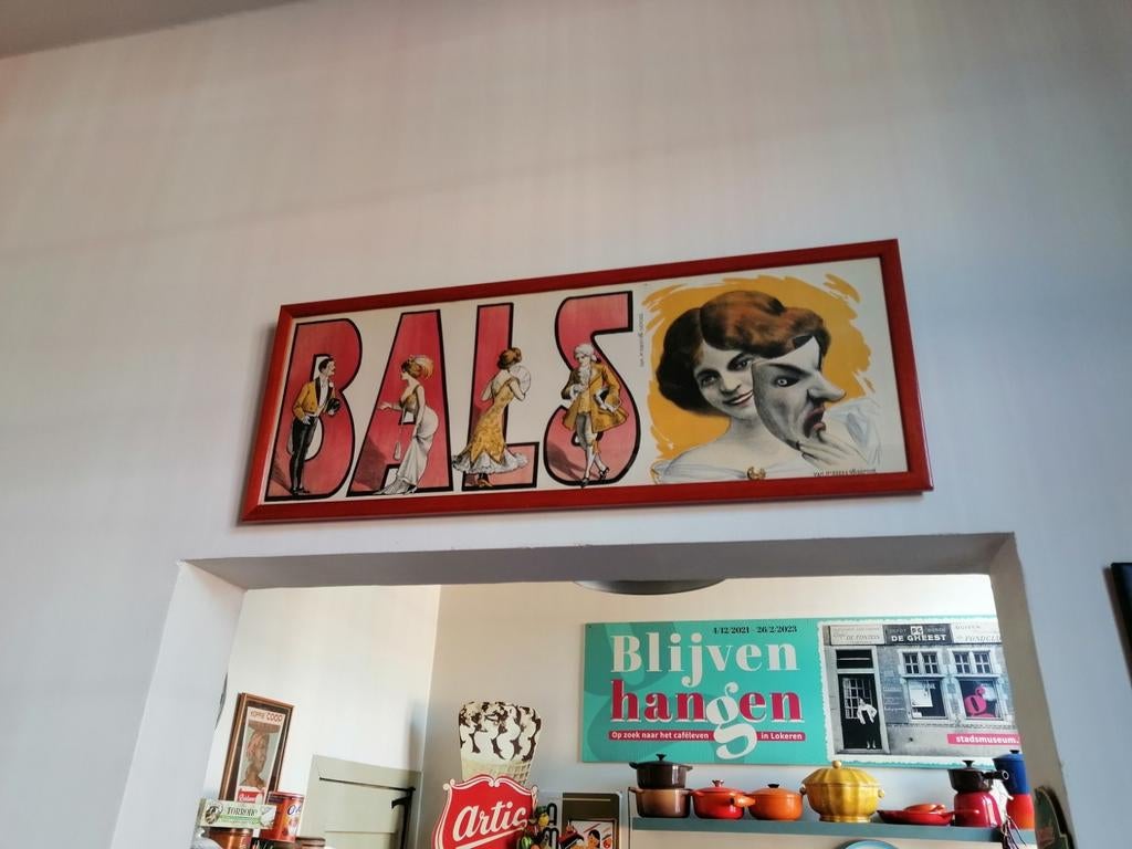 Affiche Bals daterend van 1920/1930. H 30cm/ B 90cm, Antiek en Kunst, Ophalen