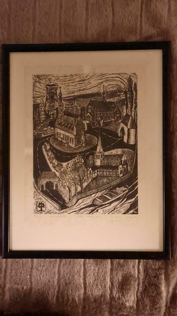 Houtgravure, beperkte oplage Stad Herentals 5/200 Wouters, Antiek en Kunst, Ophalen of Verzenden