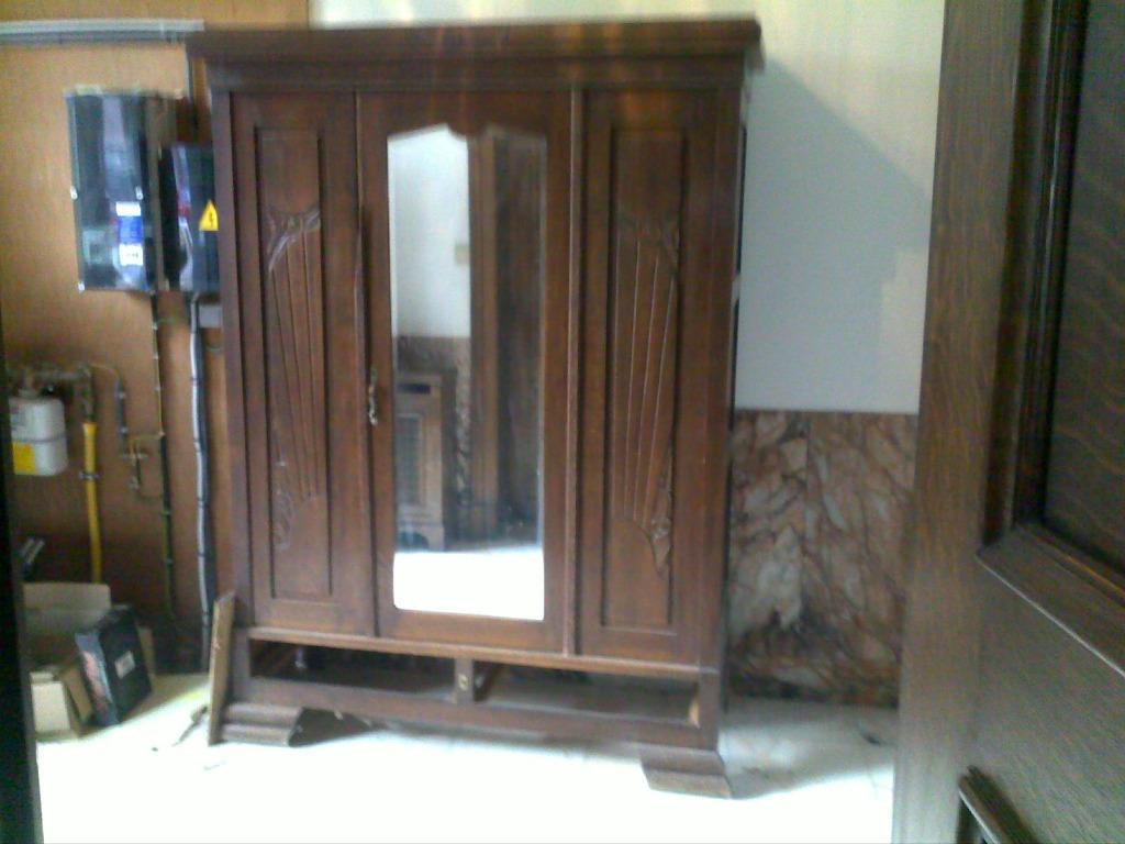 Vintage kleerkast / halkast met bijhorende spiegel, Huis en Inrichting, Gebruikt, 100 tot 150 cm, 150 tot 200 cm, 50 tot 75 cm