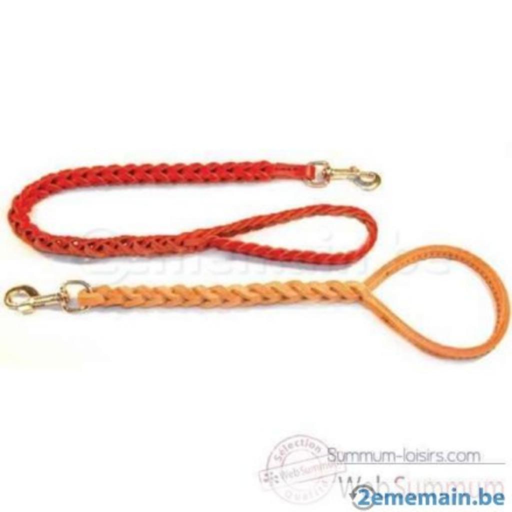 Laisse en cuir  tressé carré  60 cm, Ophalen, Nieuw, Hondenriem