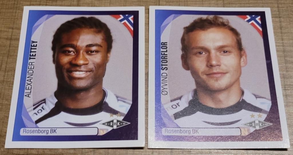 2 Panini stickers: voetbalclub Rosenborg (2007-2008), Enlèvement ou Envoi, Comme neuf, Affiche, Image ou Autocollant