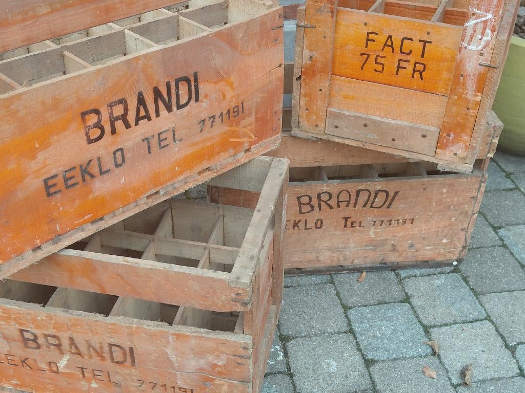 antieke Brouwerij flessenbakken, Verzamelen, Ophalen of Verzenden, Gebruikt, Reclamebord, Plaat of Schild, Overige merken