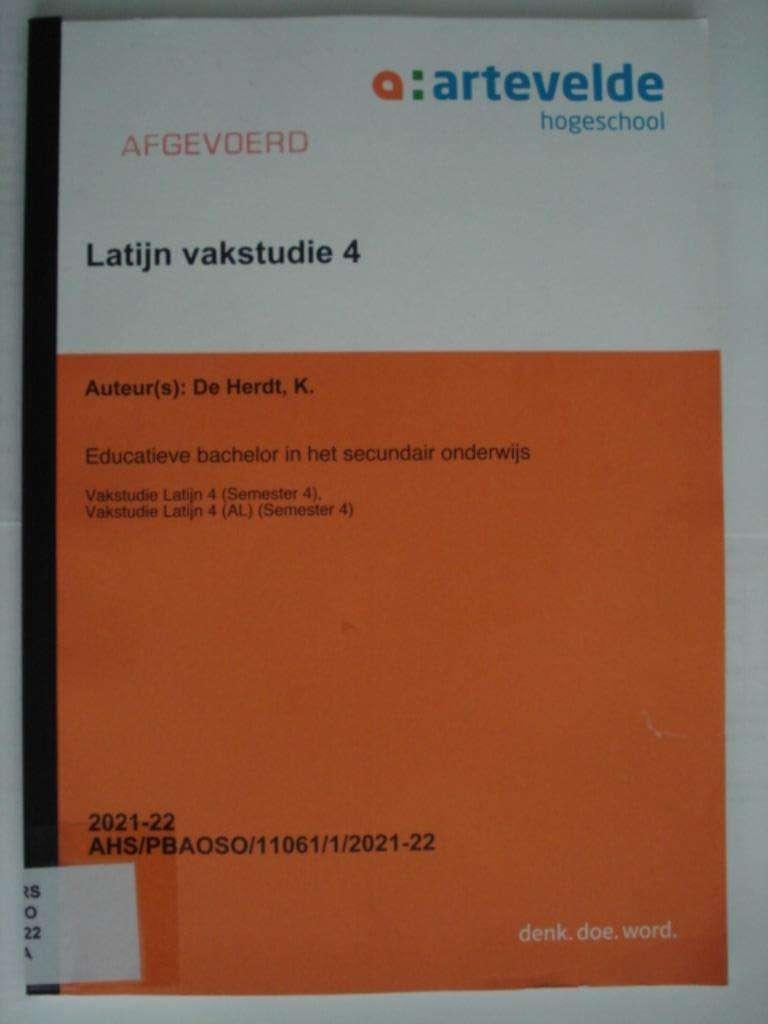 18. artevelde hogeschool Latijn vakstudie 4 De Herdt, Boeken, Studieboeken en Cursussen, Katja De Herdt, Verzenden, Zo goed als nieuw
