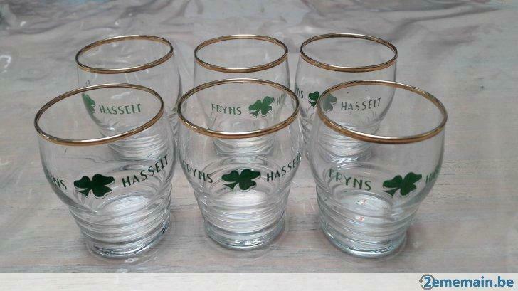 6 petits verres Fryns Hasselt, Verzamelen, Glas en Drinkglazen, Gebruikt