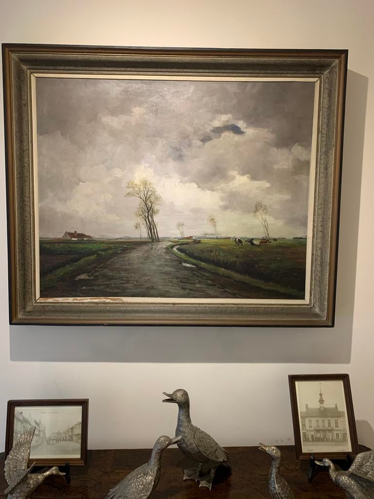 Groot schilderij « August Costenoble »114x95cm, Antiek en Kunst, Ophalen