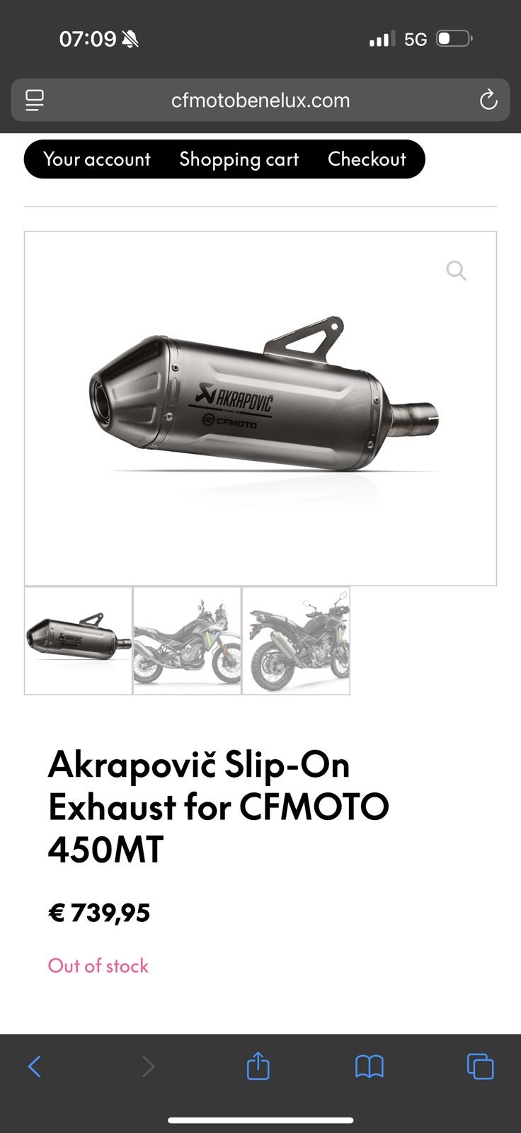 Akrapovic Slip-On demper  (Titanium) voor  CFMOTO 450MT 2026, Particulier