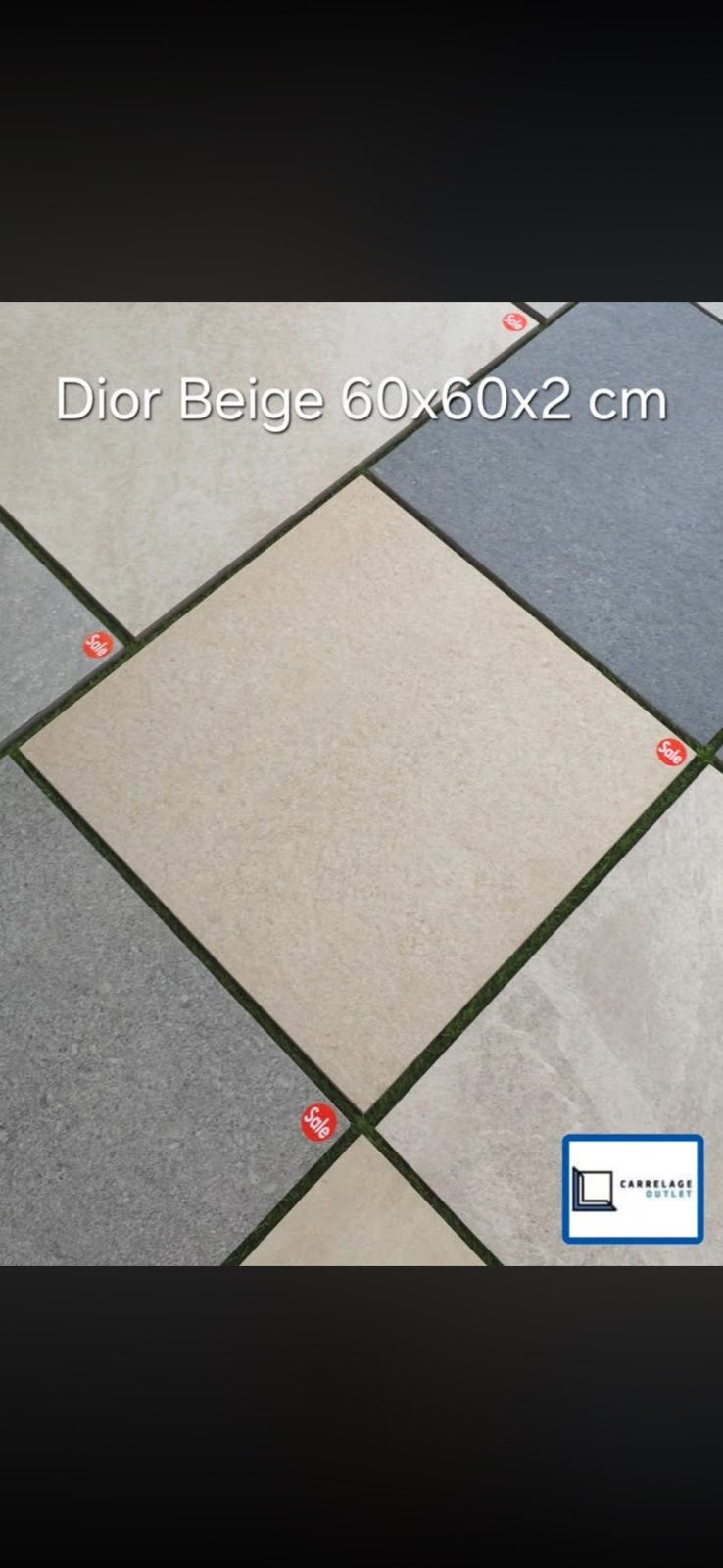 Carrelage exterieur dior beige 60x60 2cm, Enlèvement, Comme neuf