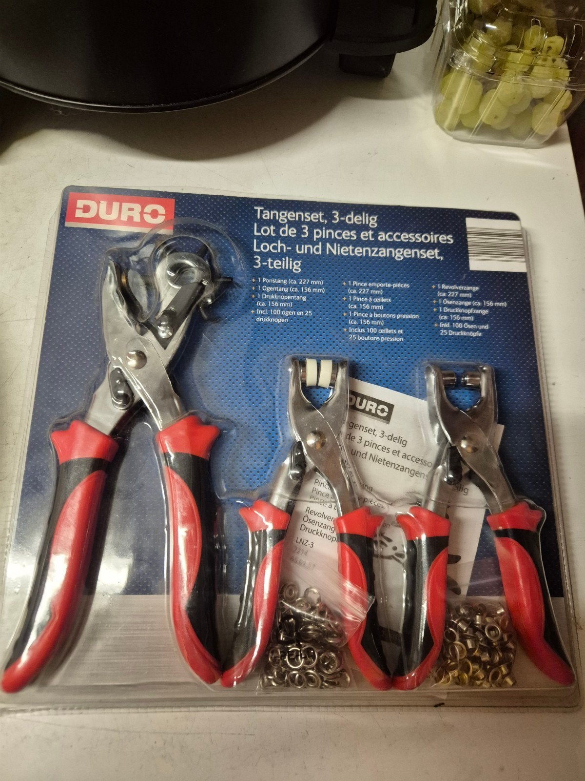 Tangenset 2 stuks - Duro - gebruikt maar in goede staat, Doe-het-zelf en Bouw, Ophalen of Verzenden, Gebruikt, Tang
