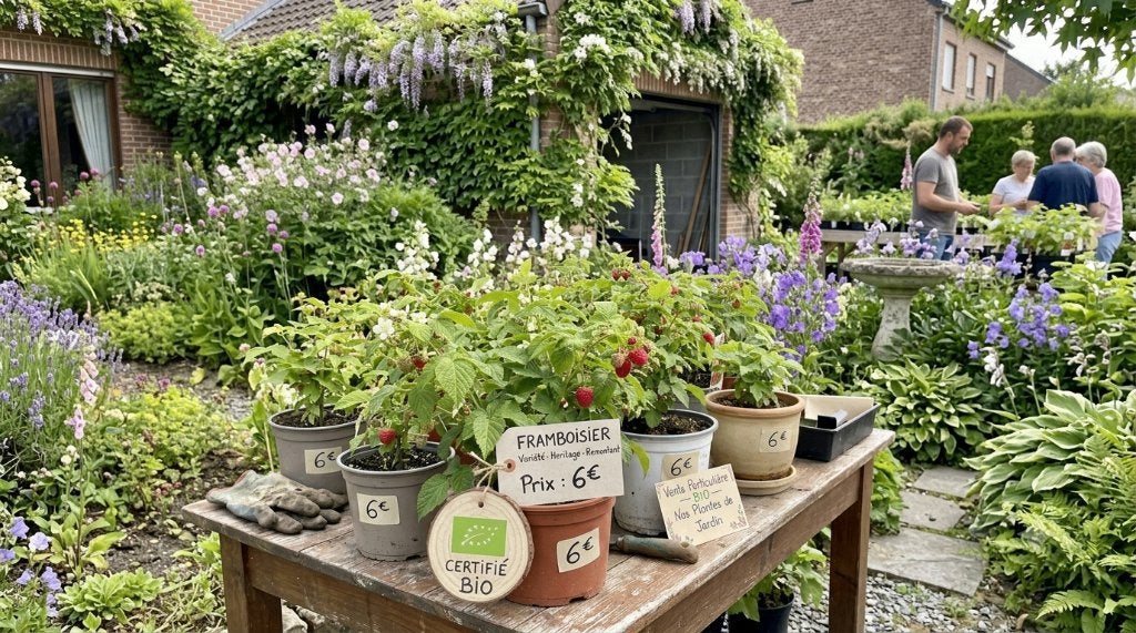 Plants de framboisiers, Plein soleil, Été, Enlèvement, Plantes fruitières