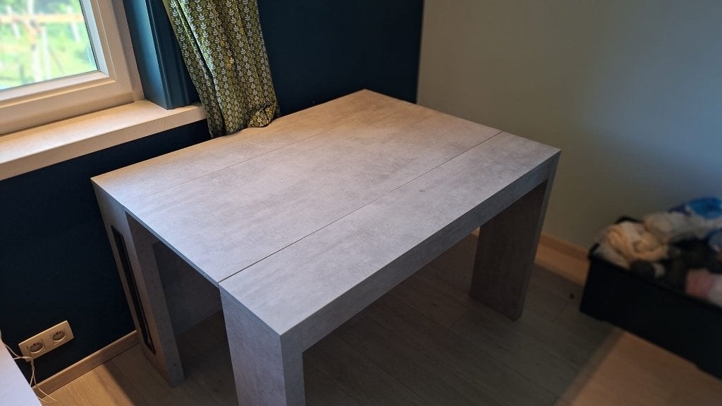 Uitschuifbare tafel betonlook, Ophalen, Gebruikt, Rechthoekig