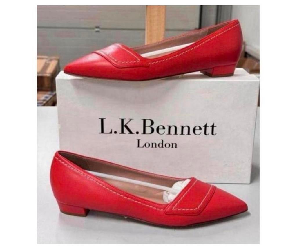 LK Bennett Polly Leather Contrast Stitch Flats schoen hak 37, Kleding | Dames, Schoenen met lage hakken, Nieuw, Ophalen of Verzenden