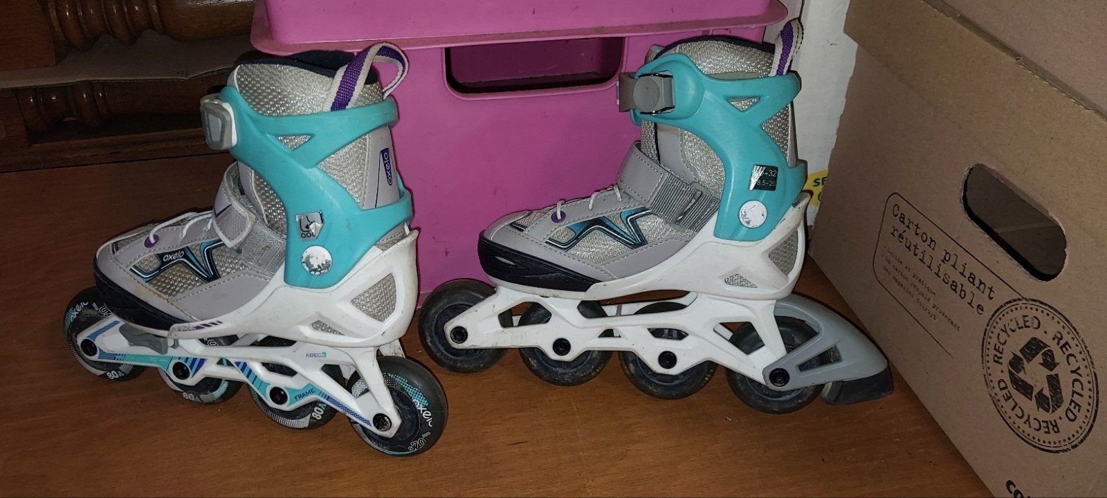 Rollers Oxelo ABEC 3 pointure 29/32, Sports & Fitness, Autres marques, Rollers 4 roues en ligne, Réglable, Enlèvement