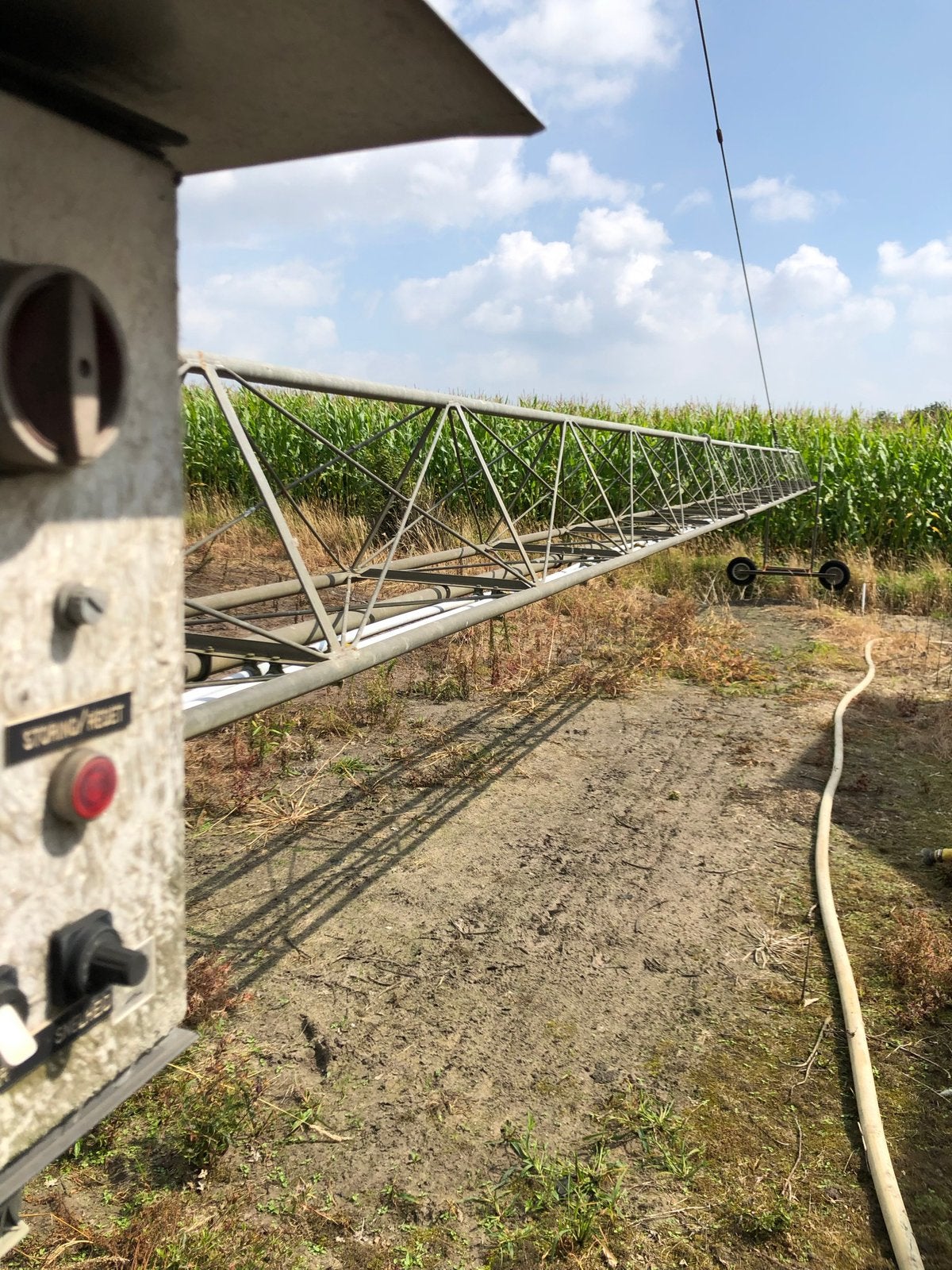 Gietwagen bewatering type “lagaet” 28meter in werkende staat, Tuin en Terras, Waterpompen, Ophalen, Gebruikt, Elektrisch, Beregeningspomp