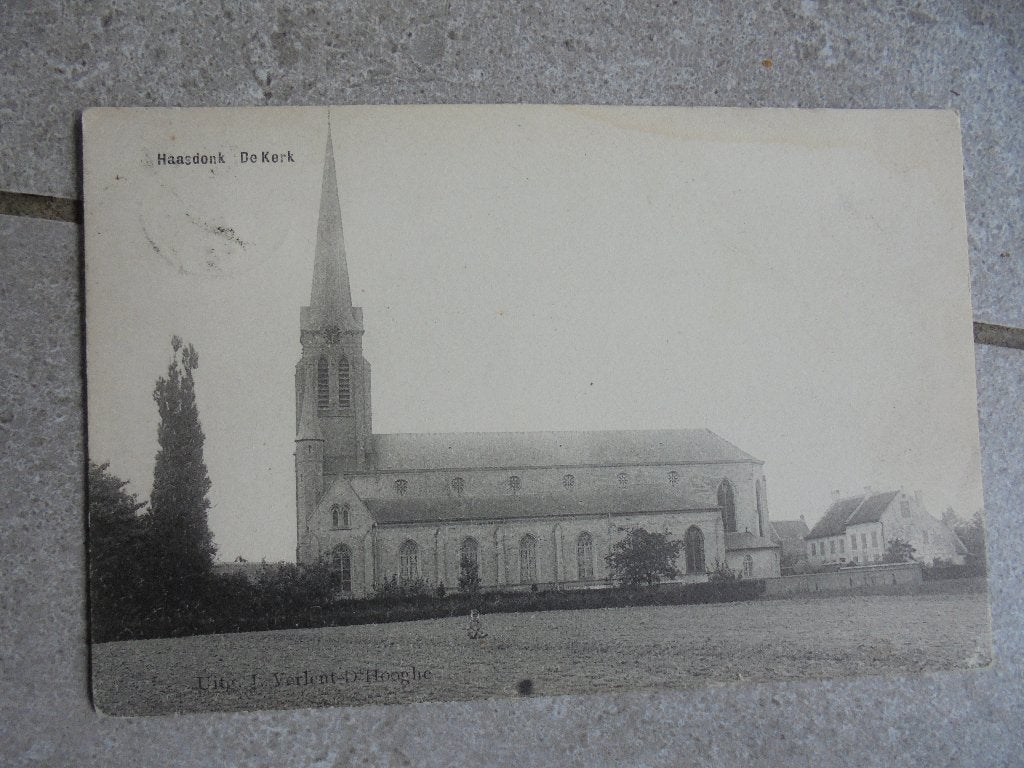 Beschreven Oude Postkaart Haasdonk De Kerk, Verzenden
