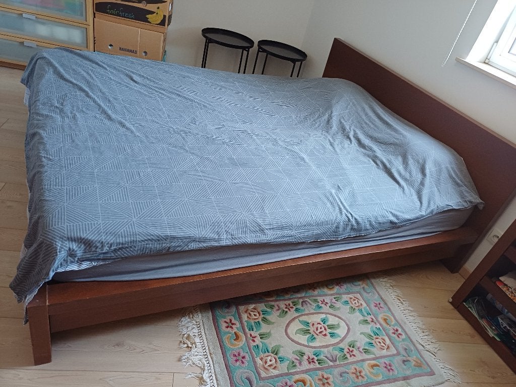Tweepersoonsbed 160cm met 2 nachtkastjes, Ophalen, Gebruikt, Tweepersoons, Matras