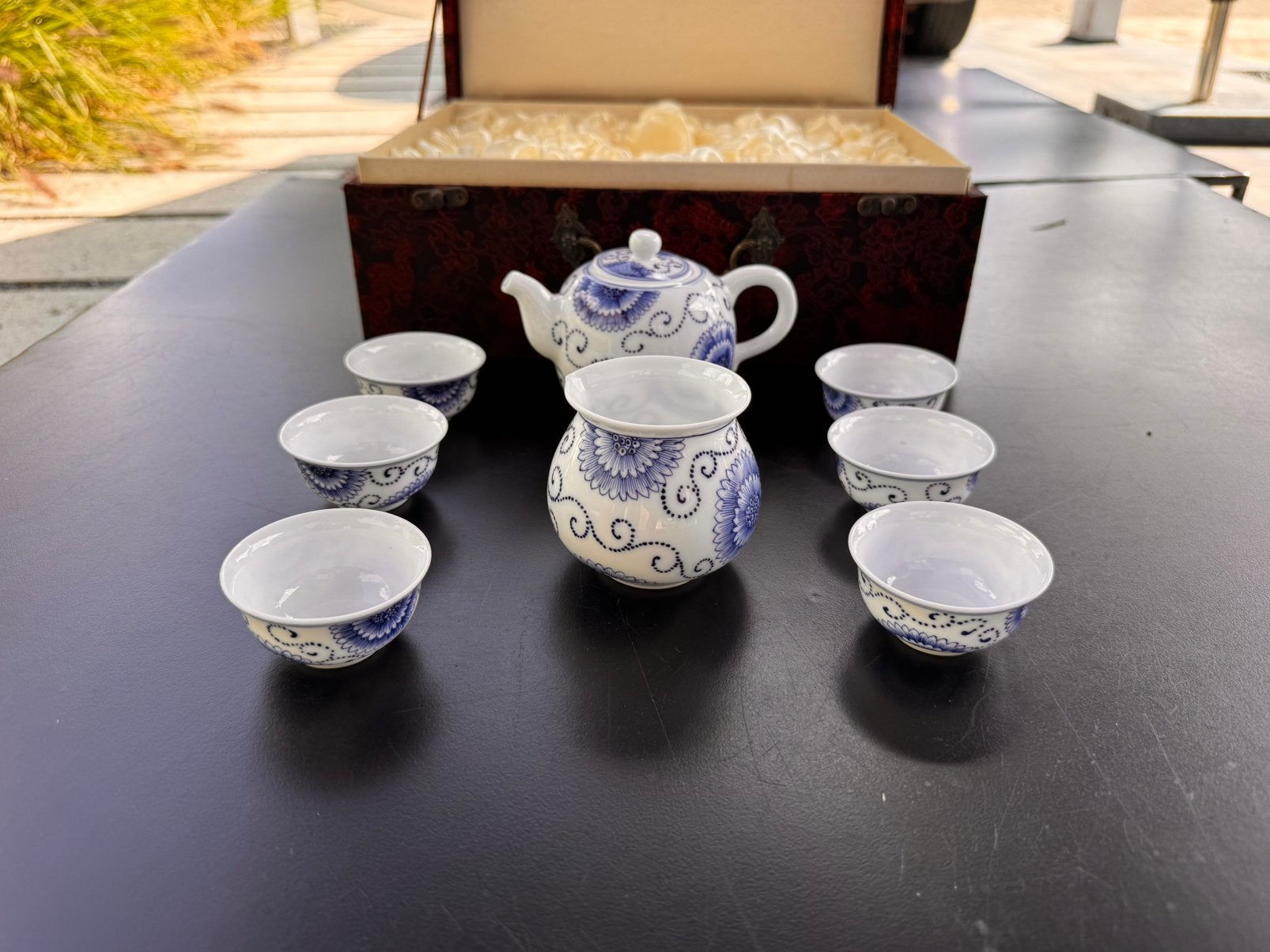Chinees porseleinen theeservies – Jingdezhen –originele doos, Antiek en Kunst, Ophalen