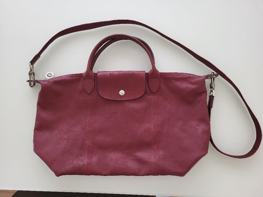 Longchamp leren handtas Bordeaux | Zeer goede staat, Ophalen of Verzenden, Zo goed als nieuw, Rood, Handtas