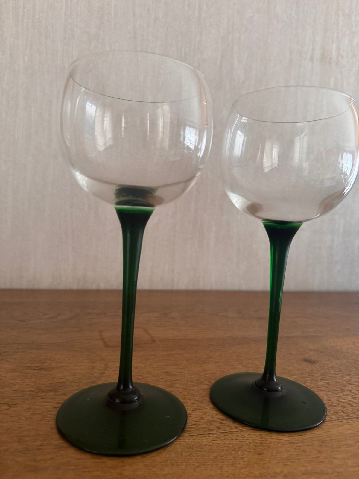 6 vintage gin, apero of wijnglazen groene voet, Ophalen, Zo goed als nieuw