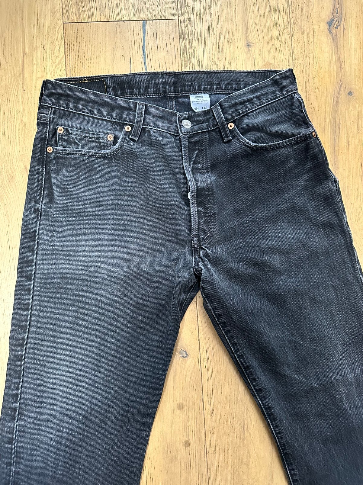 Levi's 501 Original zwarte jeans met rechte snit W34 L32, Kleding | Heren, Spijkerbroeken en Jeans, Verzenden, Gedragen, Zwart