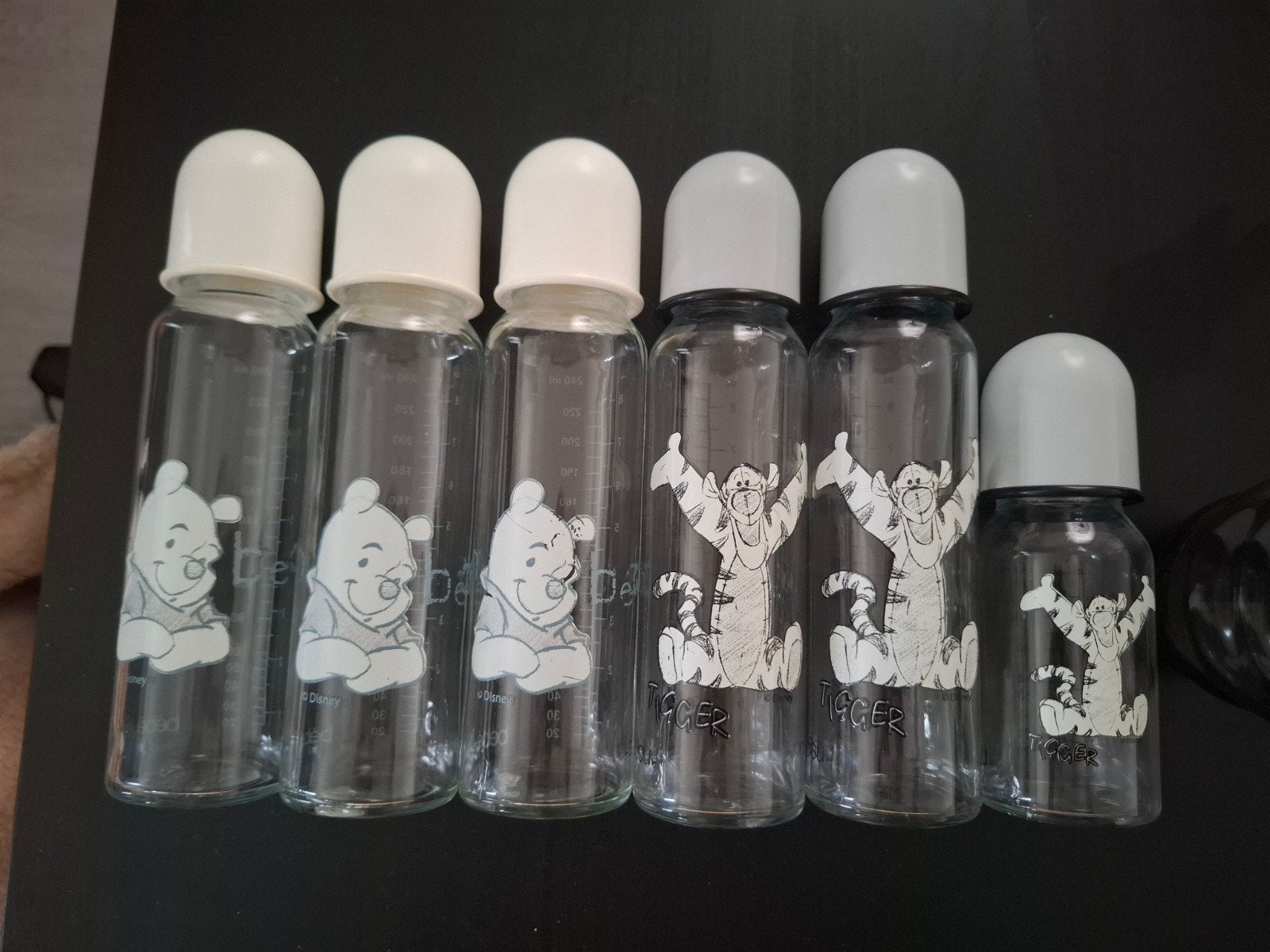 Glazen winnie the pooh papflesjes, Sans fil, Bebe you, Comme neuf, Enlèvement