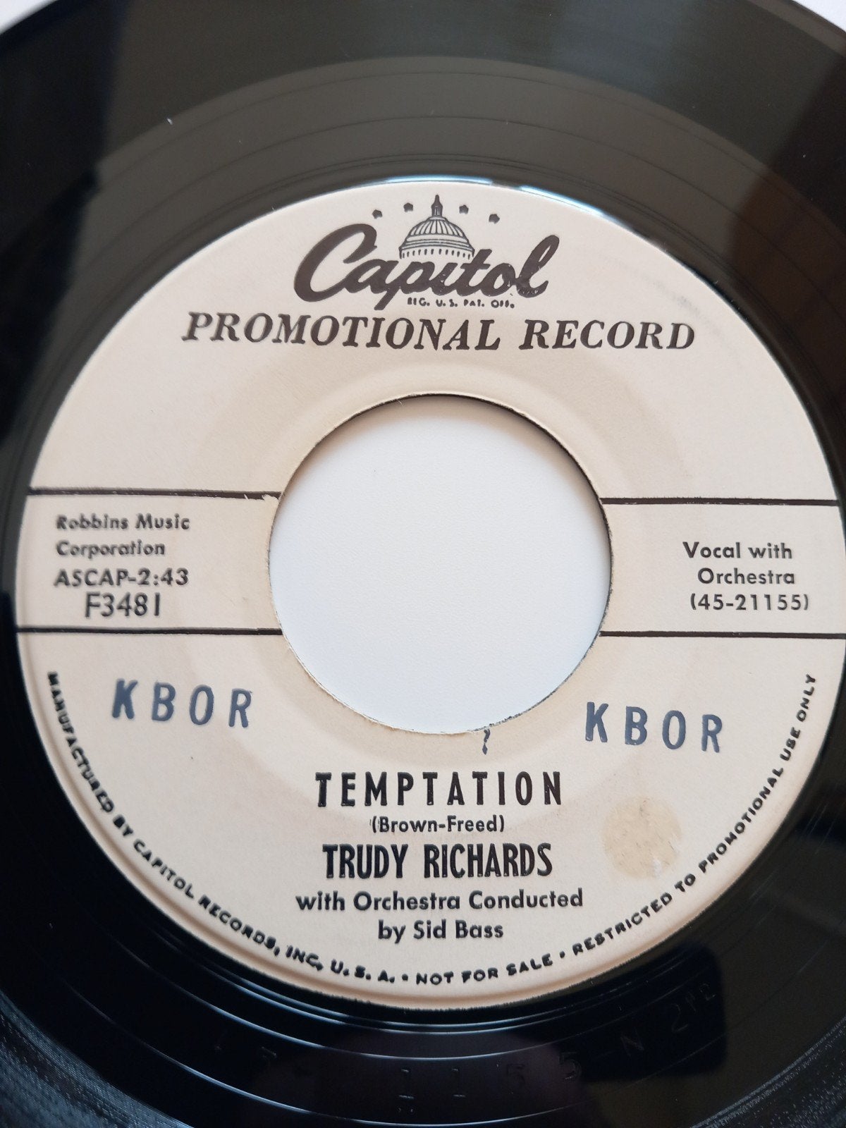 TRUDY RICHARDS. TEMPTATION. POPCORN ROCK USA 45T, Enlèvement ou Envoi