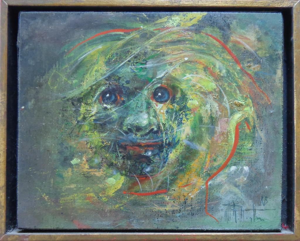 ROGER VAN BELLEGHEM / GEZICHT / OLIEVERF / 22x27cm / KADER, Enlèvement ou Envoi, Signé, Peinture à l'huile