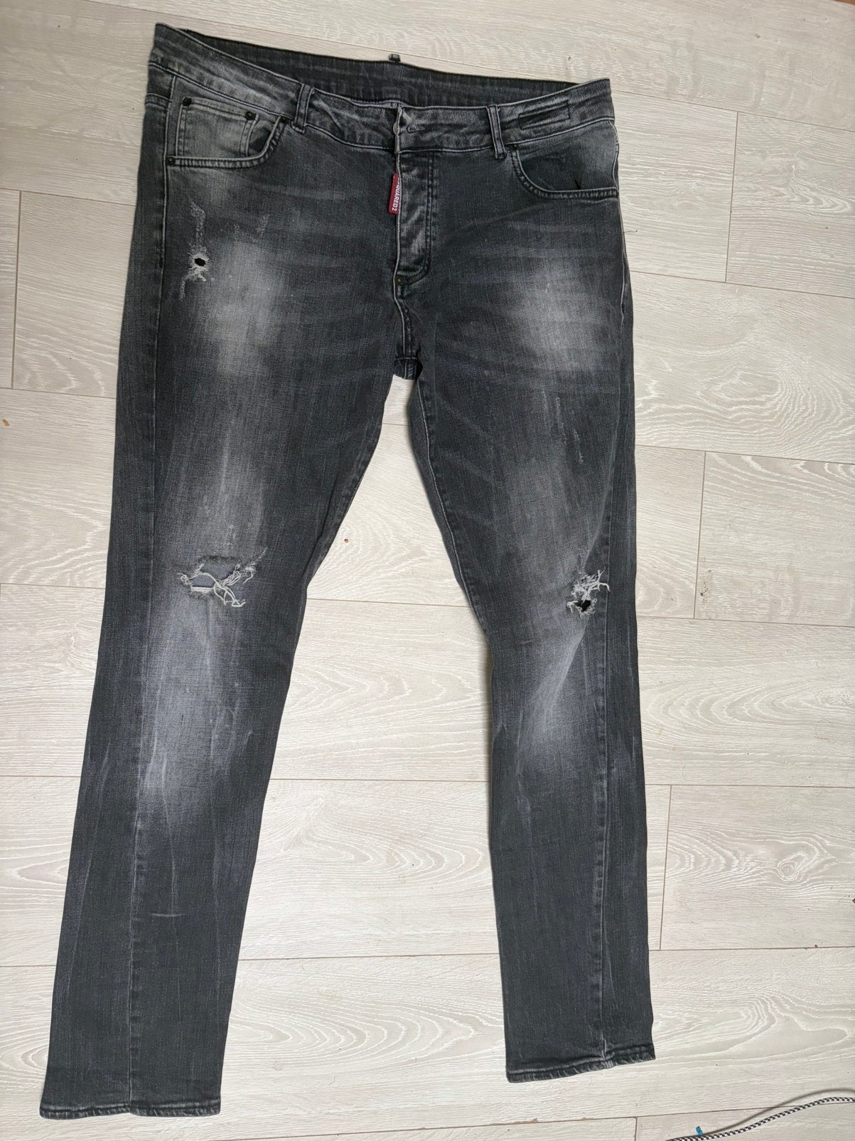 Jean Dsquared2 Noir Délavé Gris Anthracite à Trous Taille 38, Ophalen of Verzenden, Zo goed als nieuw, Grijs, W36 - W38 (confectie 52/54)