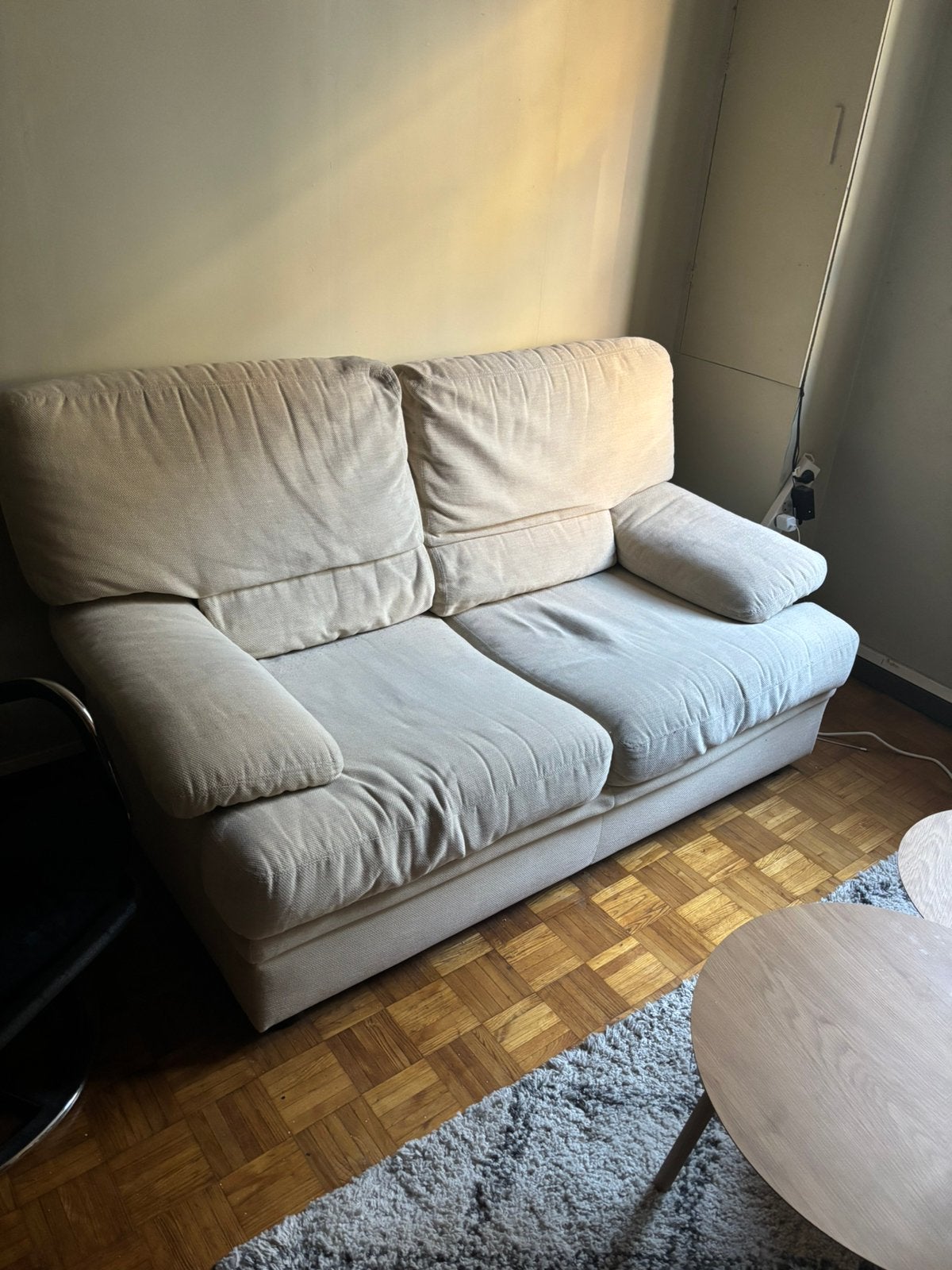 Witte stoffen zetel, Ophalen, Gebruikt, 150 tot 200 cm, Tweepersoons