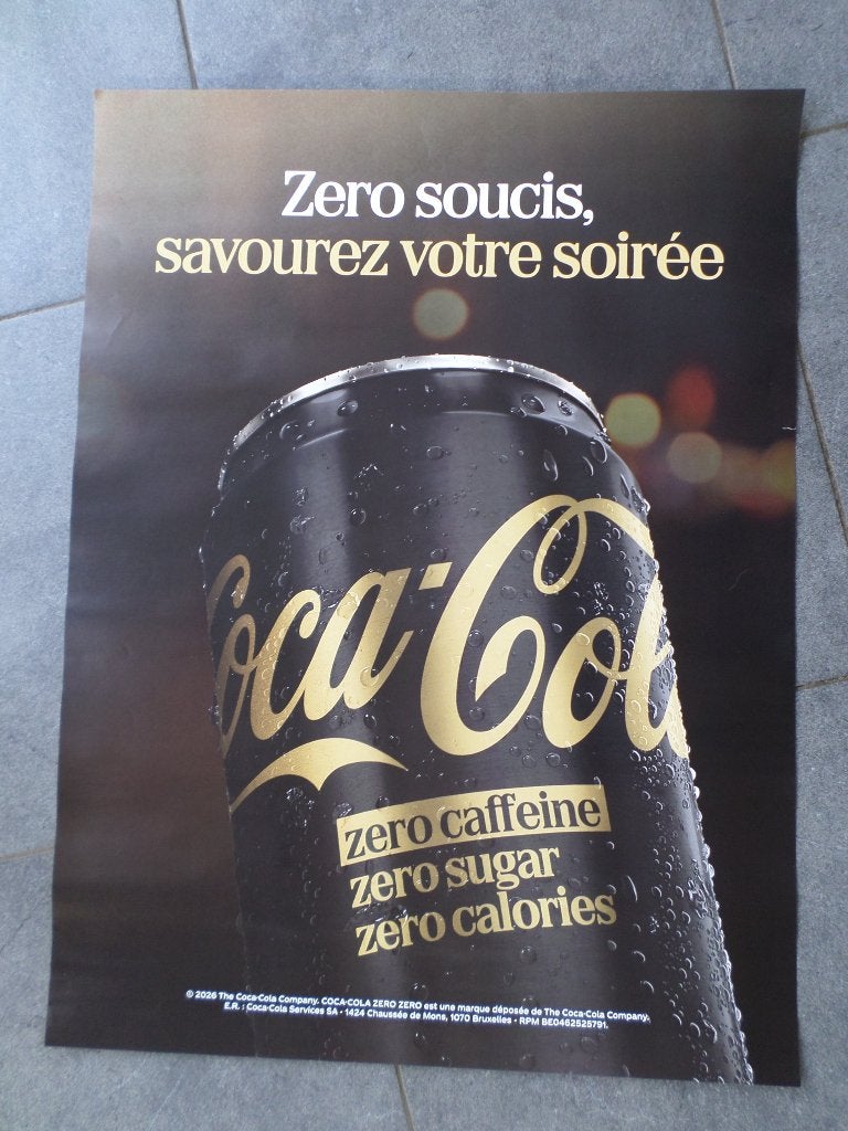 Coca Cola Zero - affiche 80x60 - 2026, Collections, Posters & Affiches, Utilisé, Publicité, A1 jusqu'à A3, Rectangulaire vertical