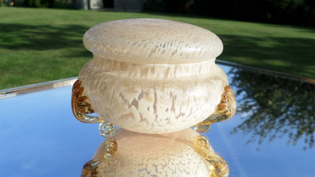 Bonbonnière style Art Nouveau en verre moucheté, Enlèvement ou Envoi