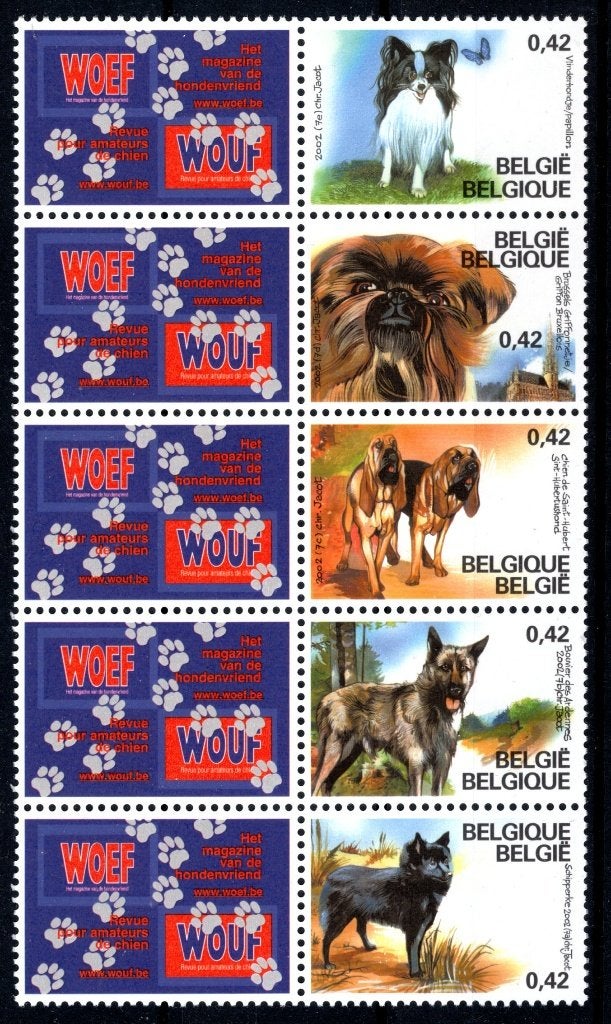 3064/3068 MNH** 2002 - Chiens de race belge, Envoi, Non oblitéré, Neuf