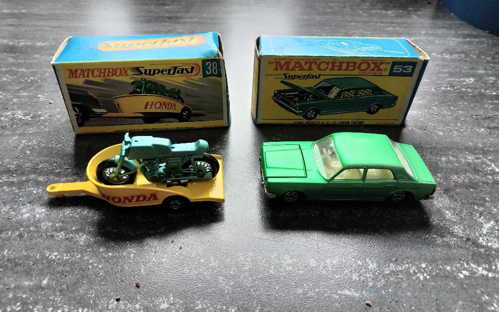 Matchbox superfast Honda trailer.Ford Zodiac, Ophalen of Verzenden, Zo goed als nieuw, Auto, Matchbox