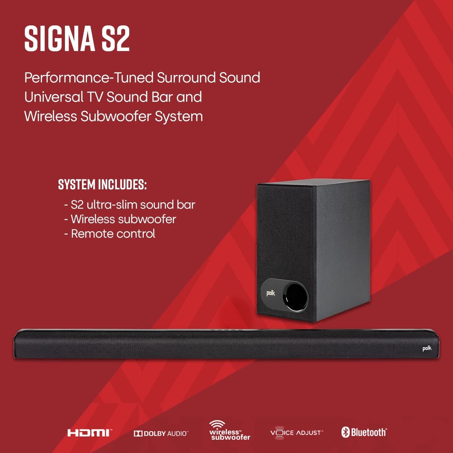 Polk Audio Signa S2 Soundbar
Over dit product, Ophalen, Bluetooth, Zo goed als nieuw