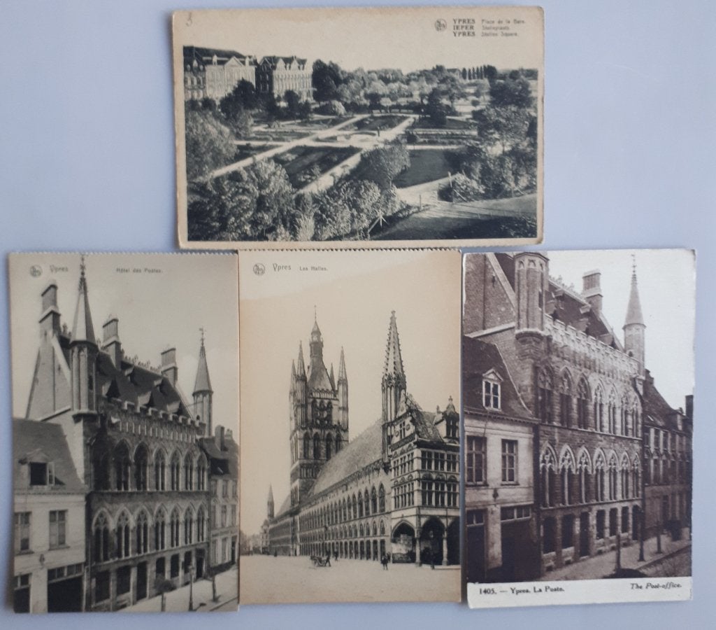 4 OUDE Postkaarten IEPER +- 1920 Ref.E134, Verzamelen, Postkaarten | België, Ophalen of Verzenden, 1920 tot 1940, Ongelopen, West-Vlaanderen