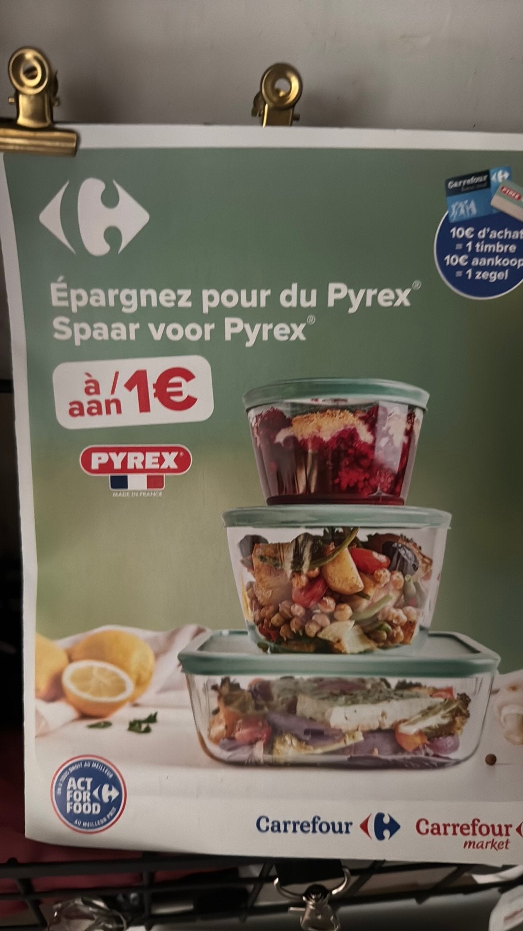 Gezocht. Zegels Pyrex bij Carrefour, Ophalen, Zo goed als nieuw