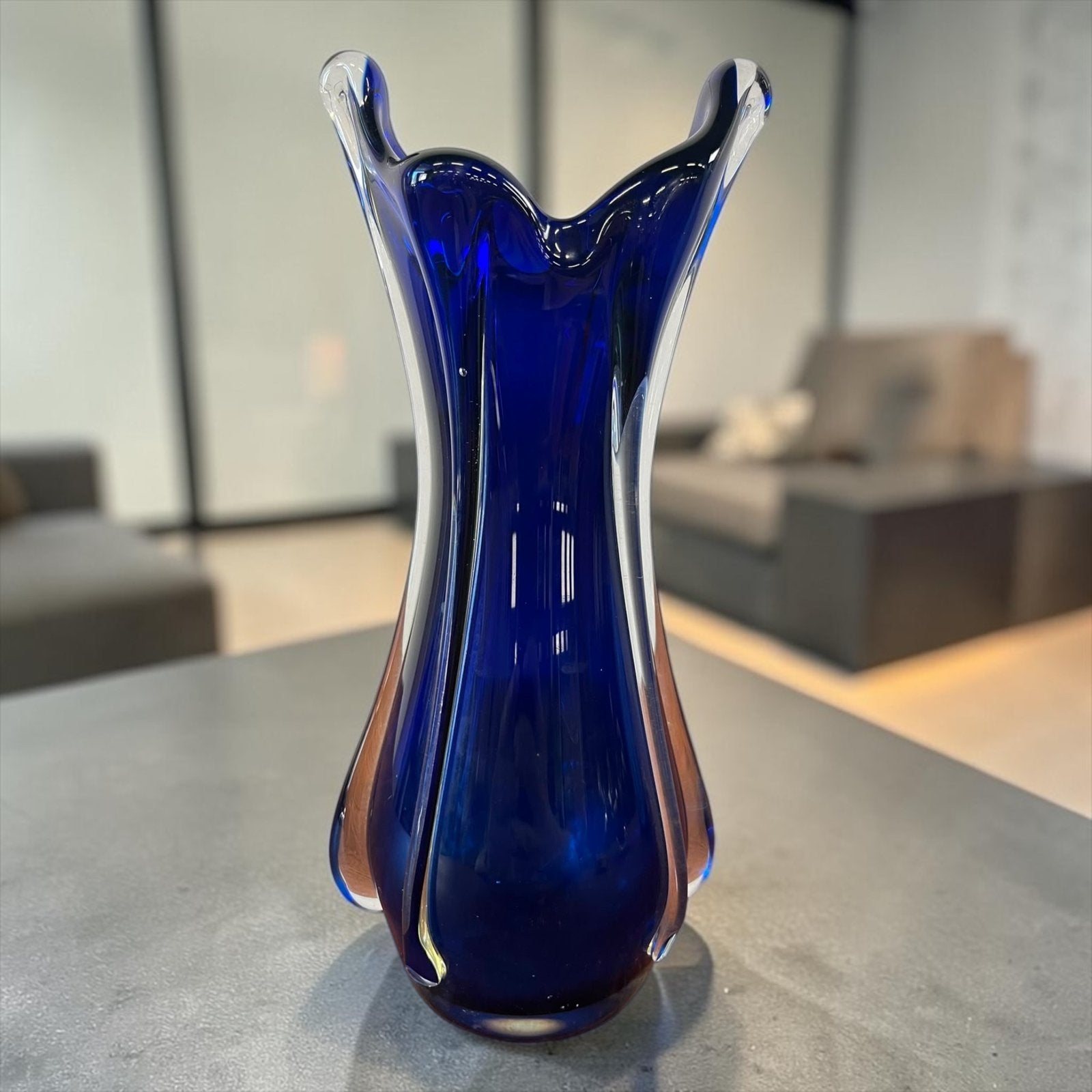 Vintage diepblauwe murano vaas 'Sommerso', Ophalen