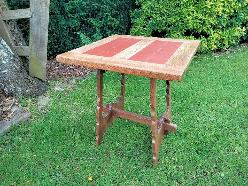 Vintage  Table en Chêne  69 X 69 cm, 55 à 75 cm, Carré, Enlèvement, Utilisé